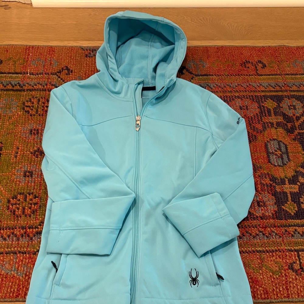 Spyder Aqua Blue Hooded Softshell Jacket